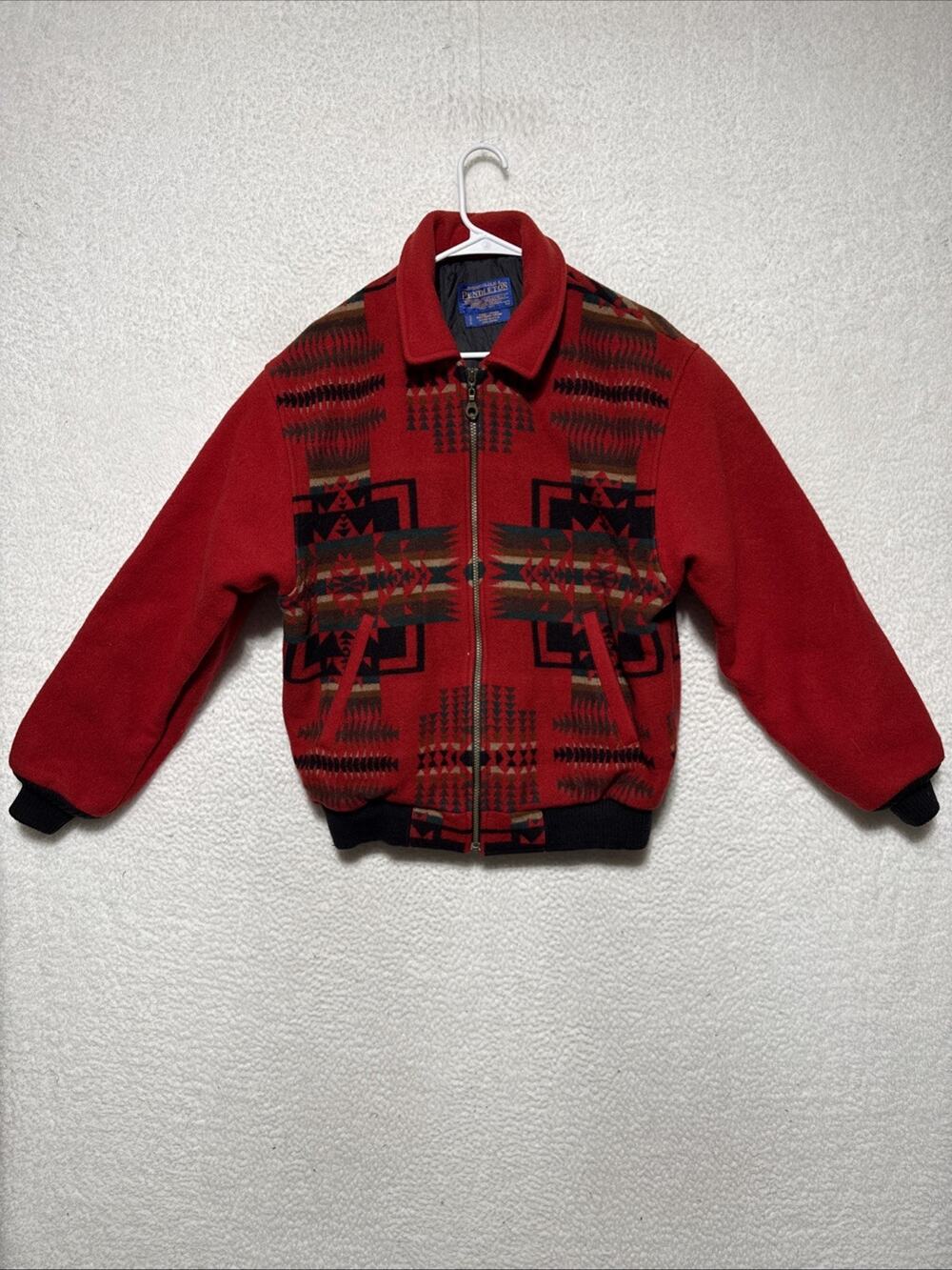 Vintage Pendleton Red Aztec Print Western Coat Men’s Size L - RARE